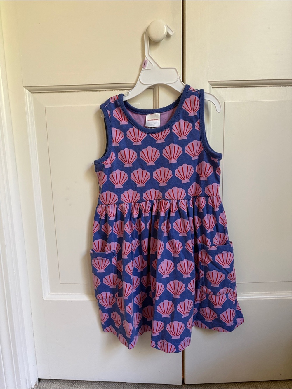 Hanna Andersson Blue Dress with Pink Shell Print